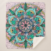 Couverture Sherpa Boho Mandala couleur aquarelle Floral (Devant)