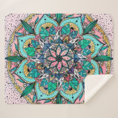 Couverture Sherpa Boho Mandala couleur aquarelle Floral (Devant (Horizontal))