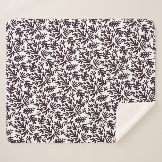 Couverture Sherpa Boho Matisse Formes botaniques Motif gris noir (Devant (Horizontal))