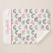 Couverture Sherpa Boho Monogramme Rainbows rose Turquoise orange (Devant (Horizontal))