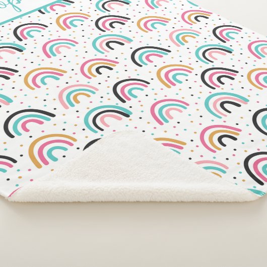 Couverture Sherpa Boho Monogramme Rainbows Turquoise orange (3/4)