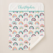 Couverture Sherpa Boho Monogramme Rainbows Turquoise orange (Devant)