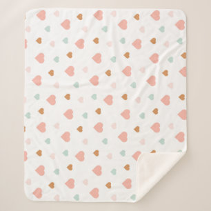Couverture Sherpa Boho petite fille pastel coeur d'amour