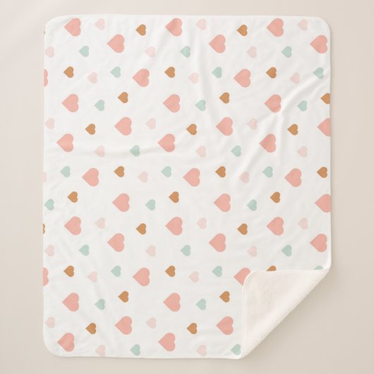 Couverture Sherpa Boho petite fille pastel coeur d'amour (Devant)