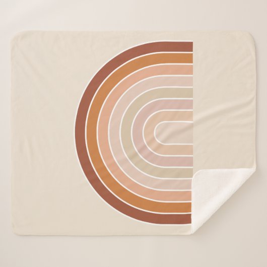 Couverture Sherpa Boho Rainbow Beige Terracotta (Devant (Horizontal))