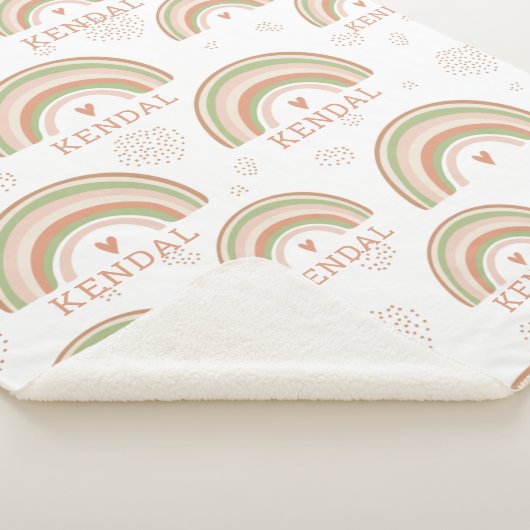 Couverture Sherpa Boho Rainbow Motif Auto Arrange Nom personnalisé (3/4)