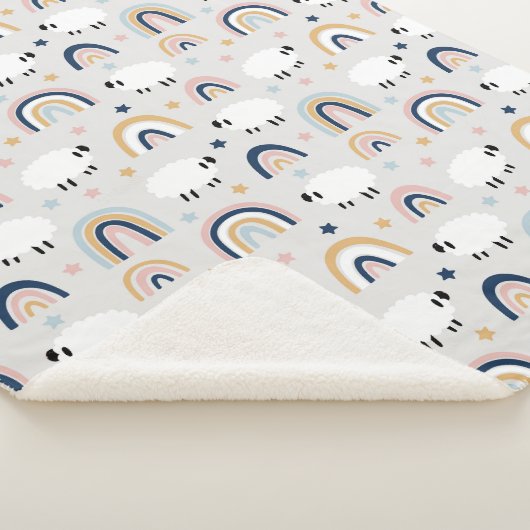 Couverture Sherpa Boho Sheep joyeux Rainbow Print (3/4)