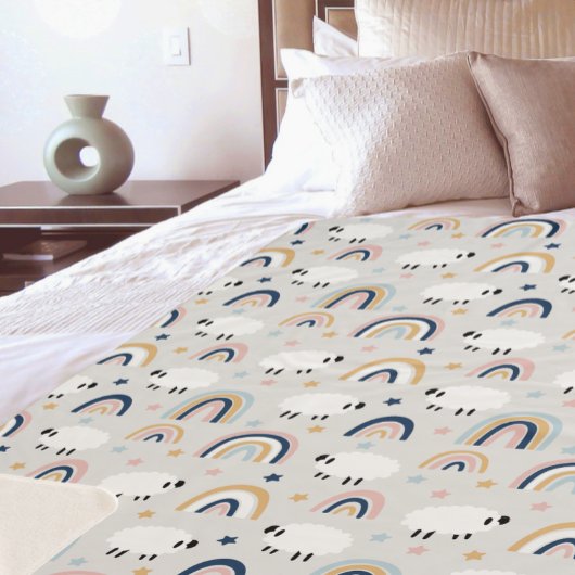 Couverture Sherpa Boho Sheep joyeux Rainbow Print