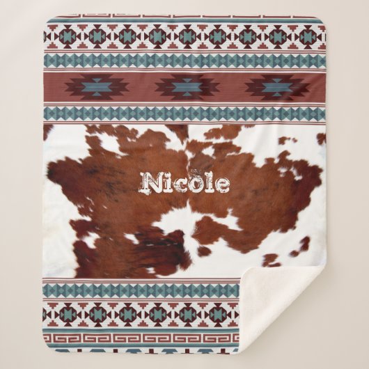 Couverture Sherpa Boho South Western Nom de la vache (Devant)