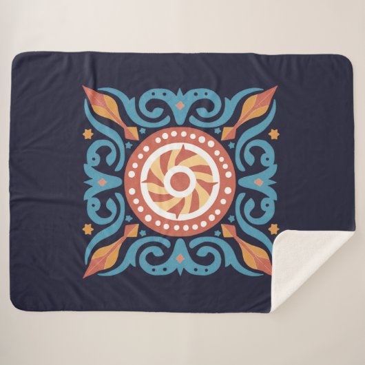 Couverture Sherpa Boho Tile Sherpa Blanket (Devant (Horizontal))