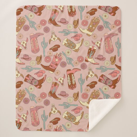 Couverture Sherpa Boho Western Cowgirl Boots (Devant)