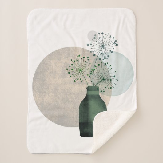 Couverture Sherpa Boho Zen Dandelions Floraux Dans Une Bouteille (Devant)