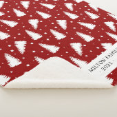 Couverture Sherpa bois d'hiver de pin rouge monogramme moderne (3/4)