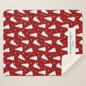Couverture Sherpa bois d'hiver de pin rouge monogramme moderne (Devant (Horizontal))