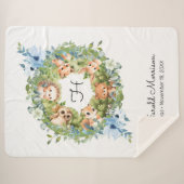 Couverture Sherpa Bois Floral Aquarelle bébé garçon (Devant (Horizontal))
