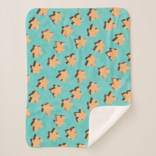 Couverture Sherpa Bois naturel 3D sur bleu Turquoise (Devant)