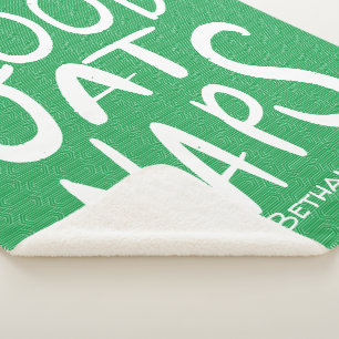 Couverture Sherpa Bon Pour La Sieste - Blanche Sherpa Verte