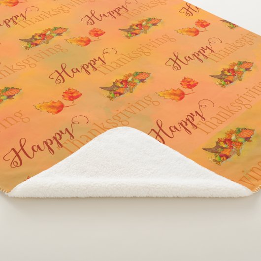 Couverture Sherpa Bon thanksgiving Cornucopia Sherpa Fleece Blanke (3/4)