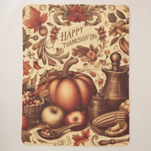 Couverture Sherpa Bon thanksgiving vintage/classique (Devant)