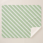 Couverture Sherpa Bonbons à la menthe verte rayures de Noël (Devant (Horizontal))