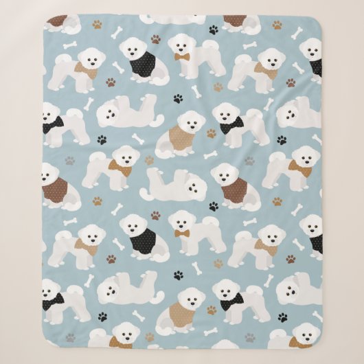 Couverture Sherpa Bones et pattes Bichon Frise (Devant)