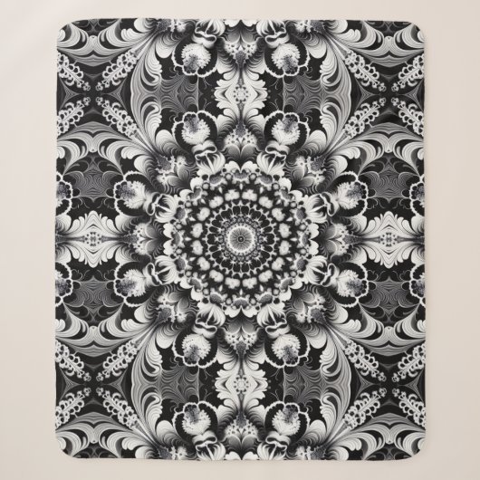 Couverture Sherpa Bonheur en noir et blanc (Devant)