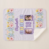Couverture Sherpa Bonjour 18 2 photo nom date fleurs violet (Devant (Horizontal))