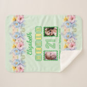 Couverture Sherpa Bonjour 21 2 photo nom date fleurs vert (Devant (Horizontal))