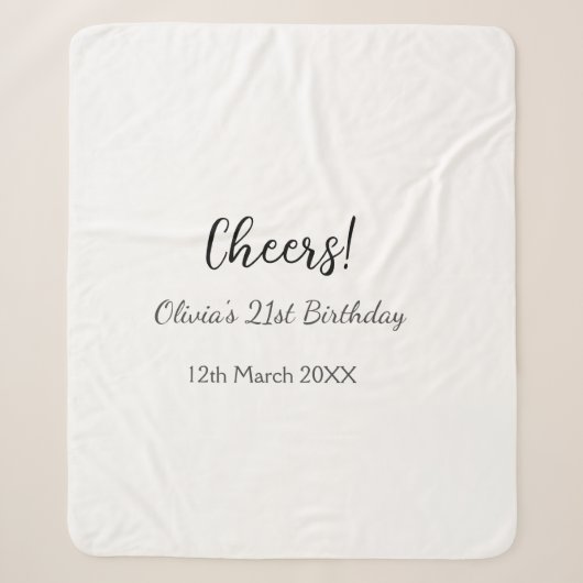 Couverture Sherpa Bonjour 21e anniversaire ajouter nom date simple m (Devant)