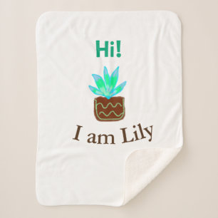 Couverture Sherpa Bonjour Je suis Lily cactus succulent ajouter nom 