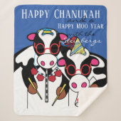 Couverture Sherpa Bonne Chanukah Moo Sherpa Blanket/Moyen (Devant)
