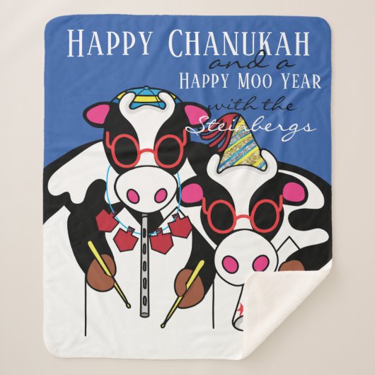 Couverture Sherpa Bonne Chanukah Moo Sherpa Blanket/Moyen (Devant)
