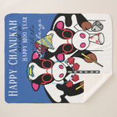 Couverture Sherpa Bonne Chanukah Moo Sherpa Blanket/Moyen (Devant (Horizontal))