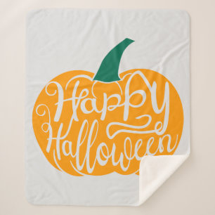 Couverture Sherpa Bonne lettre Halloween sur citrouille sculpté