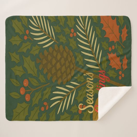 Couverture Sherpa Bonnes Fêtes d'automne et d'hiver (Devant (Horizontal))