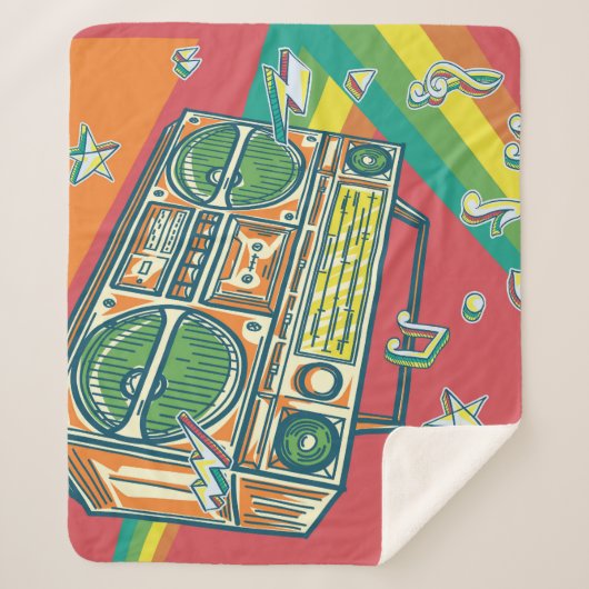 Couverture Sherpa Boom Box Funky Conception colorée (Devant)