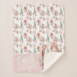 Couverture Sherpa Boots & Blooms Western Chic Cutest Little Cowgirl