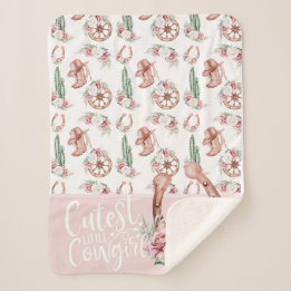 Couverture Sherpa Boots & Blooms Western Chic Cutest Little Cowgirl