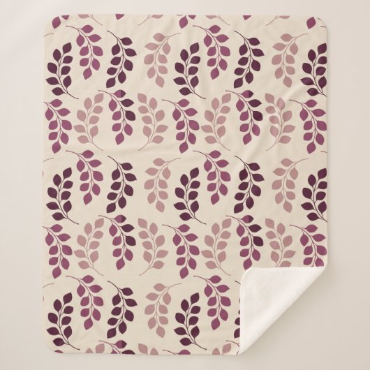 Couverture Sherpa Bordeaux Modern Botanical Japandi (Devant)