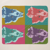 Couverture Sherpa Bordure Collie Stare Pop Art (Devant (Horizontal))