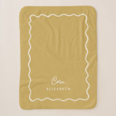 Couverture Sherpa Bordure en moutarde jaune ondulé Monogramme (Devant)