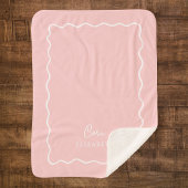 Couverture Sherpa Bordure rose rose pétale ondulée