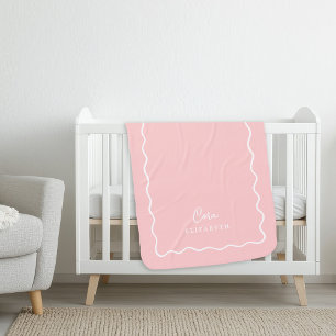 Couverture Sherpa Bordure rose rose pétale ondulée