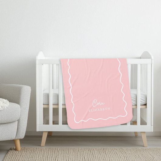 Couverture Sherpa Bordure rose rose pétale ondulée