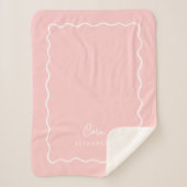 Couverture Sherpa Bordure rose rose pétale ondulée (Devant)
