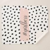 Couverture Sherpa Boss et points noirs Pastel Rose moderne (Devant (Horizontal))