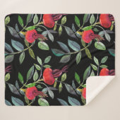 Couverture Sherpa Botanical watercolor drawing dogrose pattern. Brig (Devant (Horizontal))
