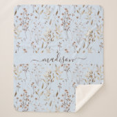 Couverture Sherpa Botanique Brown d'hiver monogramme séchée (Devant)