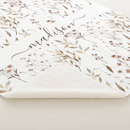 Couverture Sherpa Botanique Brown d'hiver monogramme séchée (3/4)