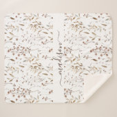 Couverture Sherpa Botanique Brown d'hiver monogramme séchée (Devant (Horizontal))